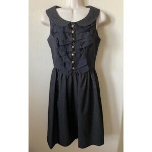 Kenzie Black Gold Shimmer Peter Pan Collar Beaded Sleeveless Dress Size XS